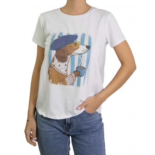 t shirt con stampa cagnolino 